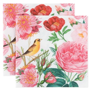 Сервировочные салфетки, Розы с птичкой, 33*33 см, 20 шт.