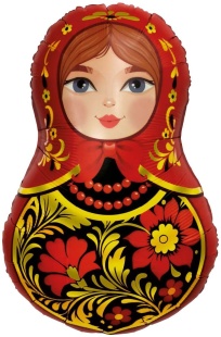 Шар (31''/79 см) Фигура, Матрешка Золотая роспись, 1 шт. в уп.