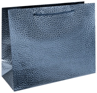 Пакет подарочный, 210гр, Текстура кожи, Синий, Металлик, 26*32*10 см, 1 шт.