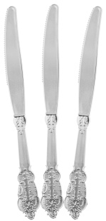 Ножи, Барокко, Серебро, Металлик, 20 см, 10 шт. в упак. 